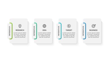 4 adım, seçenek, parça veya süreçle bilgi için yaratıcı bir kavram.