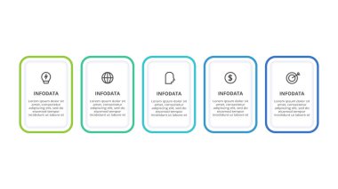 5 adım, seçenek, parça veya süreçle bilgi için yaratıcı bir kavram.