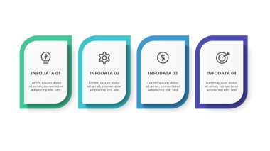 4 adım, seçenek, parça ya da süreç içeren dikdörtgenler.