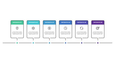 6 adım, seçenek, parça ya da süreç içeren dikdörtgenler.