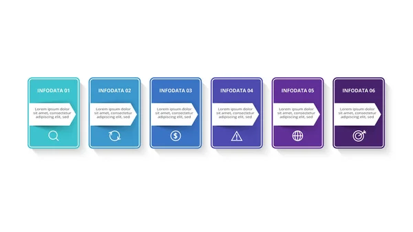 Rectangue Infographie Avec Étapes Options Pièces Processus — Image vectorielle