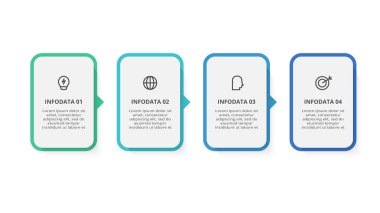 4 adım, seçenek, parça ya da süreç içeren dikdörtgenler.