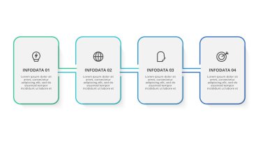 4 adım, seçenek, parça ya da süreç içeren dikdörtgenler.