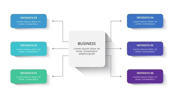 Rectangue Infographie Avec Étapes Options Pièces Processus — Image vectorielle