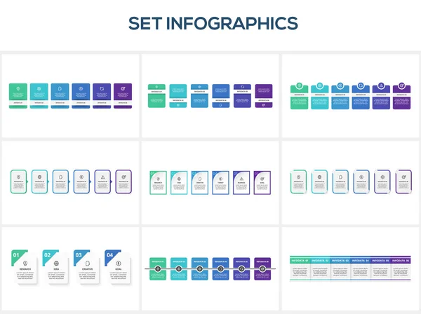 Definir Infográfico Com Passos Opções Peças Processos — Vetor de Stock