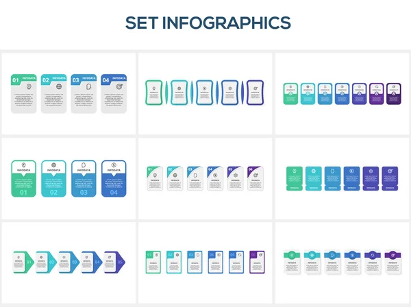 Set Infographic Steps Options Parts Processes — Stock Vector