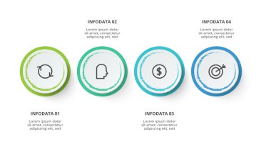 4 adım, seçenek, parça veya süreçle bilgi için yaratıcı bir kavram.