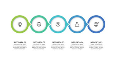 5 adım, seçenek, parça veya süreçle bilgi için yaratıcı bir kavram.