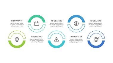 5 adım, seçenek, parça veya süreçle bilgi için yaratıcı bir kavram.