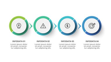 4 adım, seçenek, parça veya süreçle bilgi için yaratıcı bir kavram.