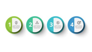 4 adım, seçenek, parça veya süreçle bilgi için yaratıcı bir kavram.