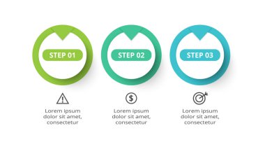 3 adım, seçenek, parça veya süreçle bilgi için yaratıcı bir kavram.