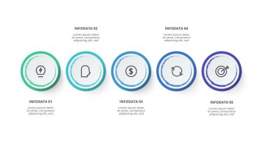 5 adım, seçenek, parça veya süreçle bilgi için yaratıcı bir kavram.