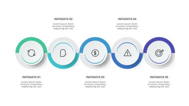 5 adım, seçenek, parça veya süreçle bilgi için yaratıcı bir kavram.