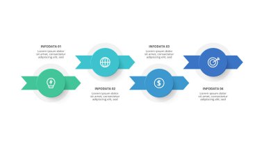 4 adım, seçenek, parça veya süreçle bilgi için yaratıcı bir kavram.