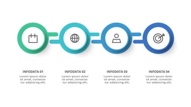 4 adım, seçenek, parça veya süreçle bilgi için yaratıcı bir kavram.