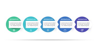 5 adım, seçenek, parça veya süreçle bilgi için yaratıcı bir kavram.