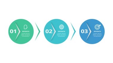 3 adım, seçenek, parça veya süreçle bilgi için yaratıcı bir kavram.