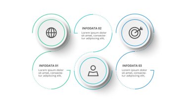 3 adım, seçenek, parça veya süreçle bilgi için yaratıcı bir kavram.