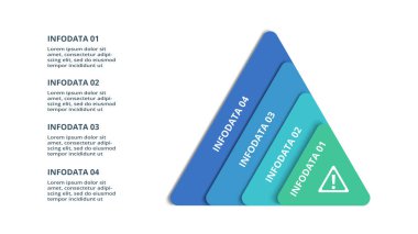 4 elementi olan üçgen, web, iş, sunumlar, vektör illüstrasyonu için bilgi şablonu.