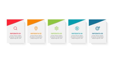 Rectangle concept for infographic with 5 steps, options, parts or processes.
