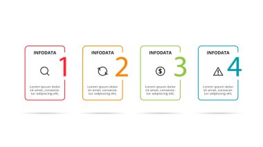 Rectangle concept for infographic with 4 steps, options, parts or processes.