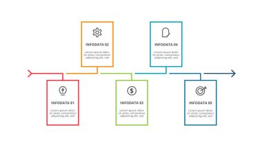 Rectangle concept for infographic with 5 steps, options, parts or processes.