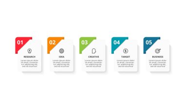 Rectangle concept for infographic with 5 steps, options, parts or processes.
