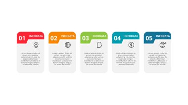 Rectangle concept for infographic with 5 steps, options, parts or processes.