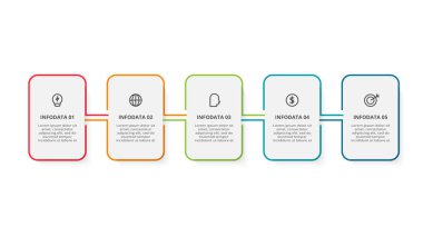 Rectangle concept for infographic with 5 steps, options, parts or processes.