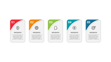 Rectangle concept for infographic with 5 steps, options, parts or processes.