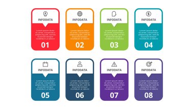 Rectangle concept for infographic with 8 steps, options, parts or processes.