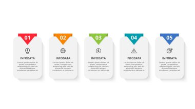 Rectangle concept for infographic with 5 steps, options, parts or processes.