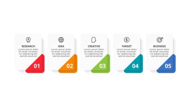 Rectangle concept for infographic with 5 steps, options, parts or processes.