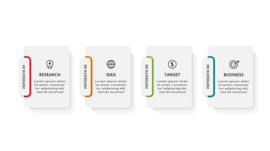 Rectangle concept for infographic with 4 steps, options, parts or processes.