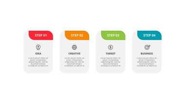 Rectangle concept for infographic with 4 steps, options, parts or processes.