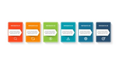 Rectangle concept for infographic with 6 steps, options, parts or processes.