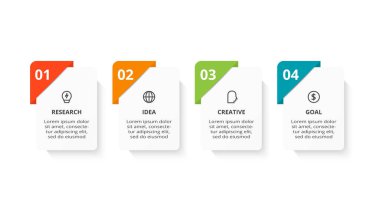 Rectangle concept for infographic with 4 steps, options, parts or processes.