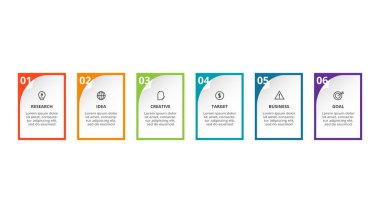 Rectangle concept for infographic with 6 steps, options, parts or processes.