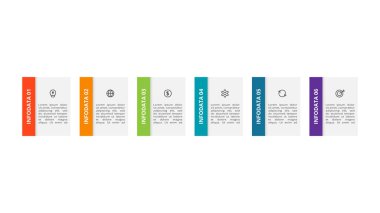 Rectangle concept for infographic with 6 steps, options, parts or processes.