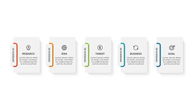 Rectangle concept for infographic with 5 steps, options, parts or processes.