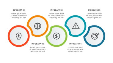 Circle concept for infographic with 5 steps, options, parts or processes.