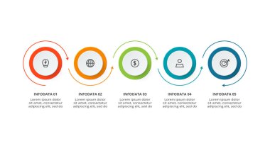 Circle concept for infographic with 5 steps, options, parts or processes.