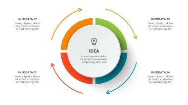 Circle concept for infographic with 4 steps, options, parts or processes.