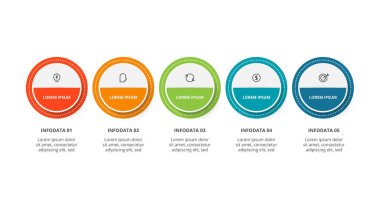 Circle concept for infographic with 5 steps, options, parts or processes.