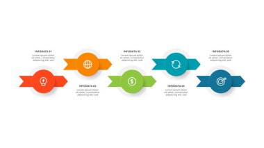 Circle concept for infographic with 5 steps, options, parts or processes.