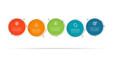 Circle concept for infographic with 5 steps, options, parts or processes.
