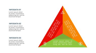 3 elementi olan üçgen, web, iş, sunumlar, vektör illüstrasyonu için bilgi şablonu.