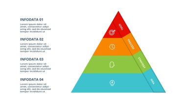 4 elementi olan üçgen, web, iş, sunumlar, vektör illüstrasyonu için bilgi şablonu.