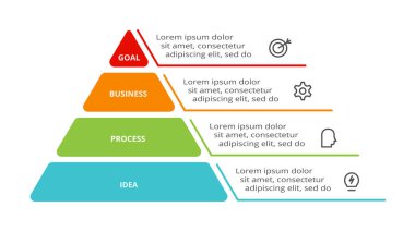 4 elementi olan üçgen, web, iş, sunumlar, vektör illüstrasyonu için bilgi şablonu.